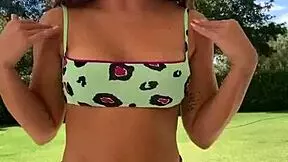 Hot Brazilian teen's pussy jumps out in exciting moment