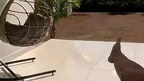 Hot Brazilian teen's pussy jumps out in exciting moment