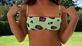 Hot Brazilian teen's pussy jumps out in exciting moment