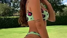 Hot Brazilian teen's pussy jumps out in exciting moment