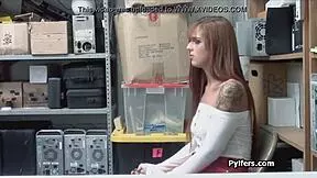 Guard Fucks Super Sexy Teen Redhead Thief In Reality Hidden Cam Blowjob Fucking