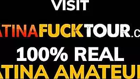 pretty petite 18+ colombian cutie sucks cock and rides her roommates massive dick