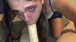 this stupid bitch can't take the dick, so i gag her silly ass!