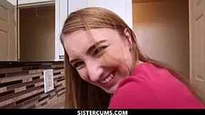 blonde stepsister stuck in the bathroom, what naughty things will she do?