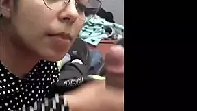 Petite Latina Teen Gives Handjob, Finishing with Lots of Cum in His Hand.