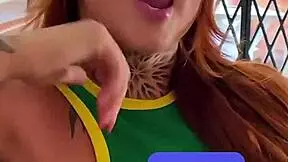 petite redhead busty latina gives sloppy deepthroat blowjob after casting pov 😍