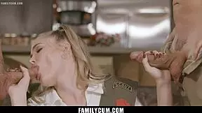 Stepdaughter Expertly Sucks And Fucks Daddy And Stepbrother In POV Familycum