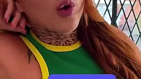 petite redhead busty latina gives sloppy deepthroat blowjob after casting pov 😍