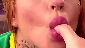 petite redhead busty latina gives sloppy deepthroat blowjob after casting pov 😍