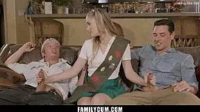 Stepdaughter Expertly Sucks And Fucks Daddy And Stepbrother In POV Familycum