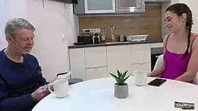 grandpa cums on young perky tits after doggystyle fuck 😍