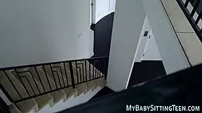 Babysitter pov rides cock in hardcore handjob and cumshot session