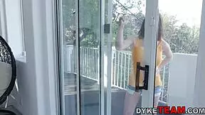 teen lesbian friends exploring each other casually at home