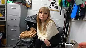 the hottie steals a dildo and gets a big dick in the office