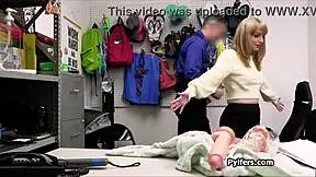 the hottie steals a dildo and gets a big dick in the office