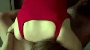 Step Sister in Red Lingerie Loves Breakfast with Big Cock Cumming in Her Mouth