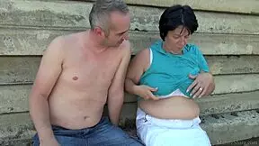 i watch my chubby granny get fuck by student outdoor