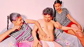 teen stepsisters get fucked by stepbrother in group.