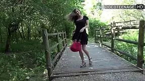 Lucie, 18, shows big boobs in first porn casting with dildo