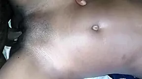 African teen's shaved pussy gets rough fucking by mature friend.