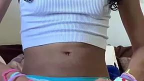 barely legal petite teen shows puffy pussy vibrator panties