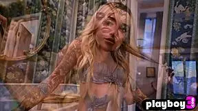 Inked blonde teen exposing her amazing body and posing hot for playboy 😍🔥