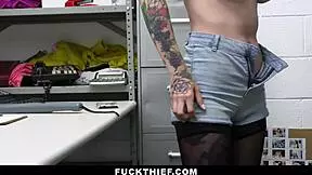 Stevie Moon Distracts The Security Guard With Her Body And Gets Punished In The Garage!