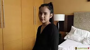 asian maid in pov blowjob and doggystyle creampie