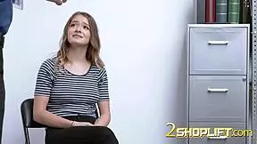 Shoplifter teen 18+ plays with big dick in her throat. She sucks monster cock hidden.