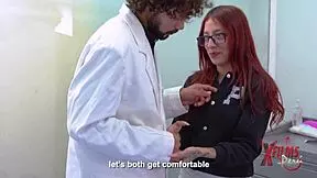 Redhead visits her plastic surgeon for a consultation involving a huge procedure