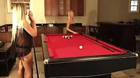 cute baby lesbian shows natural tits playing billiard 😍