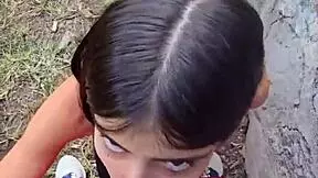 Karol Smith Heads to the Forest for Outdoor Blowjob, Cum on Her Petite Body