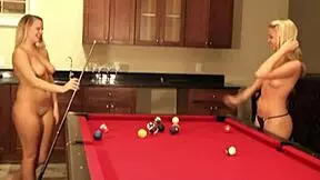 cute baby lesbian shows natural tits playing billiard 😍