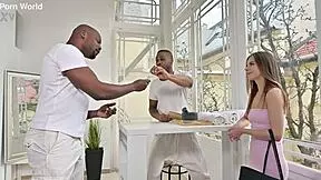 Petite brunette miami gets bbc dp pounding in four-hand massage 😍