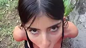 Karol Smith Heads to the Forest for Outdoor Blowjob, Cum on Her Petite Body