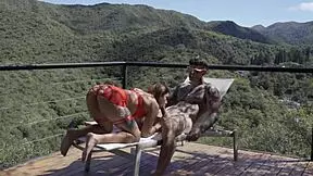 my wife surprises me with hot red lingerie, spanking her tanned ass close up