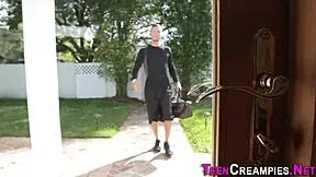 Tattooed British teen creampied after blowjob and doggystyle 😍