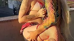 brazilian teen 18+ and friend posing exhibitionist style during photos