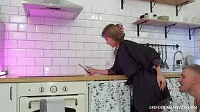 Anal vibe in the kitchen with beauty Skye Young in sheer