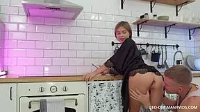 Anal vibe in the kitchen with beauty Skye Young in sheer