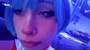 rei ayanami cosplay blowjob and cum in bodysuit