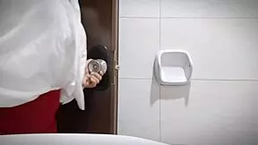 Office girl relaxes with close-up view of big tits