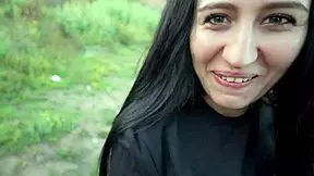 black lynn ties her hair to suck my cock