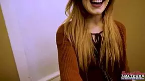 Ginger beauty keaton rubs her pussy with a sex toy and gets deeply banged by the group