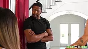 asian petite masseuse with tattoos gives nuru massage to black client