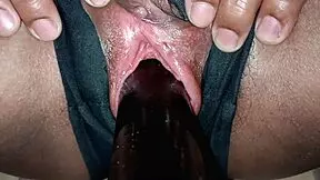 Big tit teen explores her shaved pussy with monster cock in first homemade video