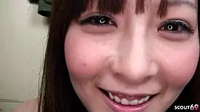 Petite japanese step-daughter seduced to first time pov creampie fuck by old guy