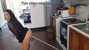 Leaked video of famous Mexican influencer masturbating in the kitchen with a broomstick.