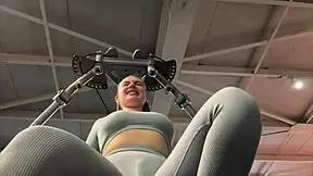 blonde masturbates hard in gym