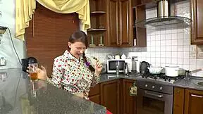 stunning babe with hairy armpits will seduce you in kitchen